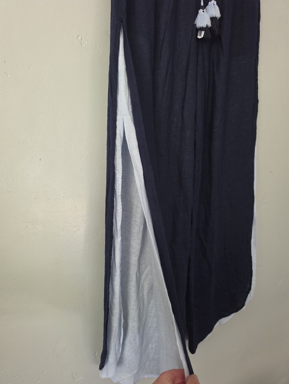 Haute Hippie Double Layered Linen Blend Boho Wide Leg Elastic Waist Pant Medium - Picture 4 of 9